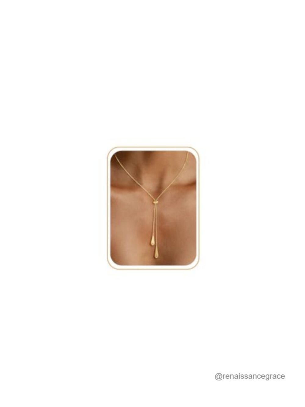 Gold Plated Y Necklace Beaded Lariat Chain Women Dainty Long 20"